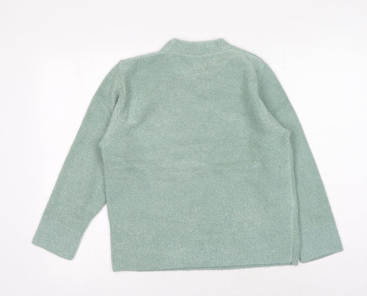 4 Me Womens Green Round Neck Acrylic Pullover Jumper Size S