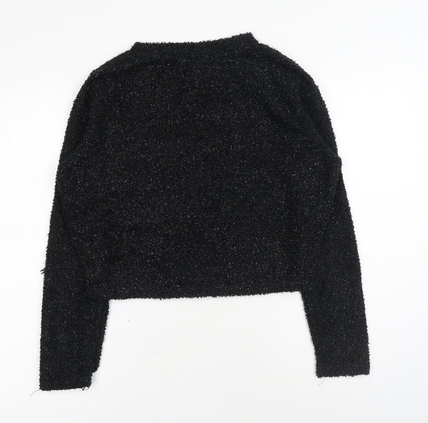 H&M Womens Black Round Neck Polyester Pullover Jumper Size S