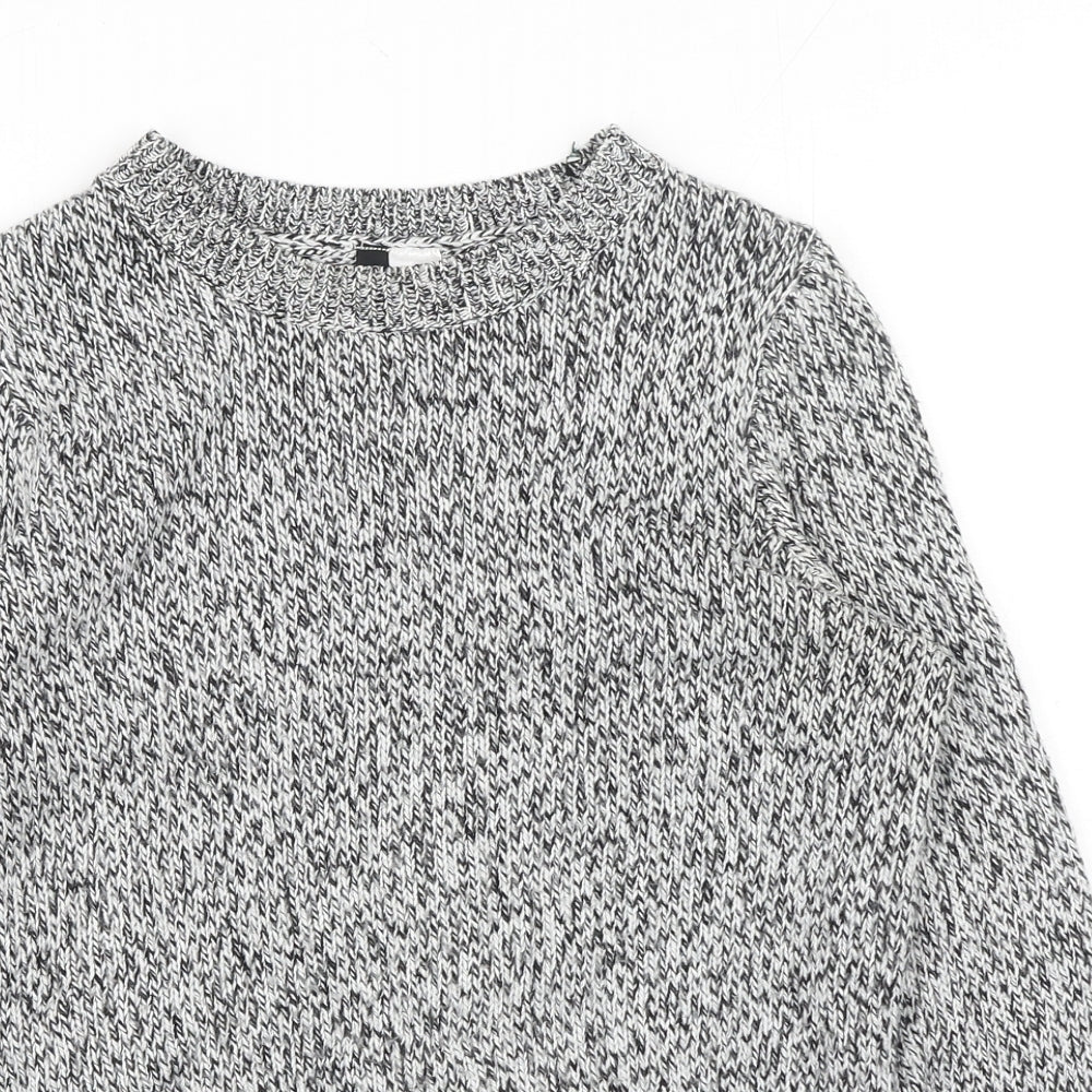 H&M Womens Grey Round Neck Acrylic Pullover Jumper Size XS