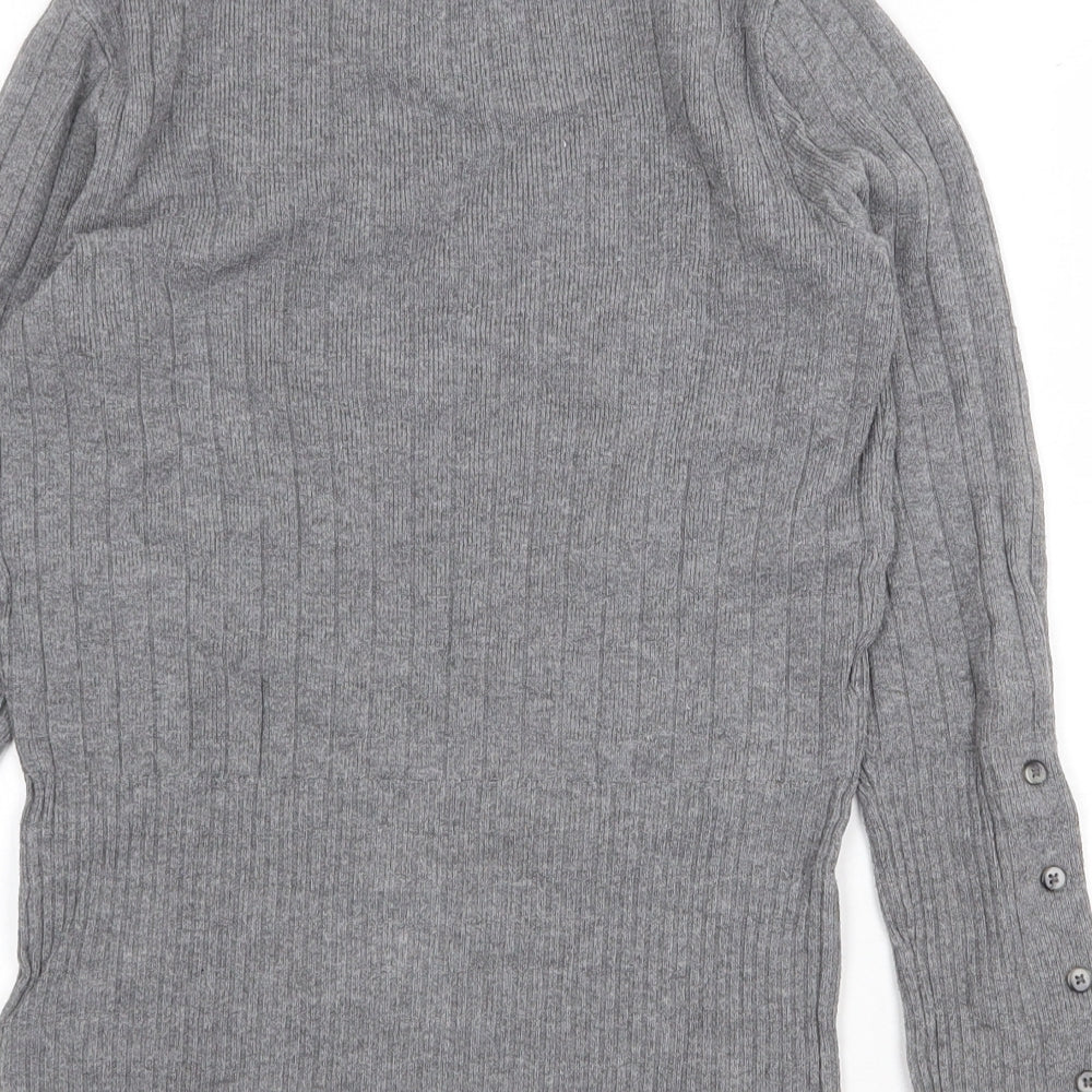 Marks and Spencer Womens Grey High Neck Viscose Pullover Jumper Size 8