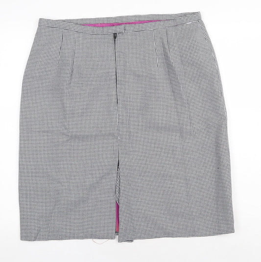 Preworn Womens Grey Check Cotton Straight & Pencil Skirt Size 36 in Zip