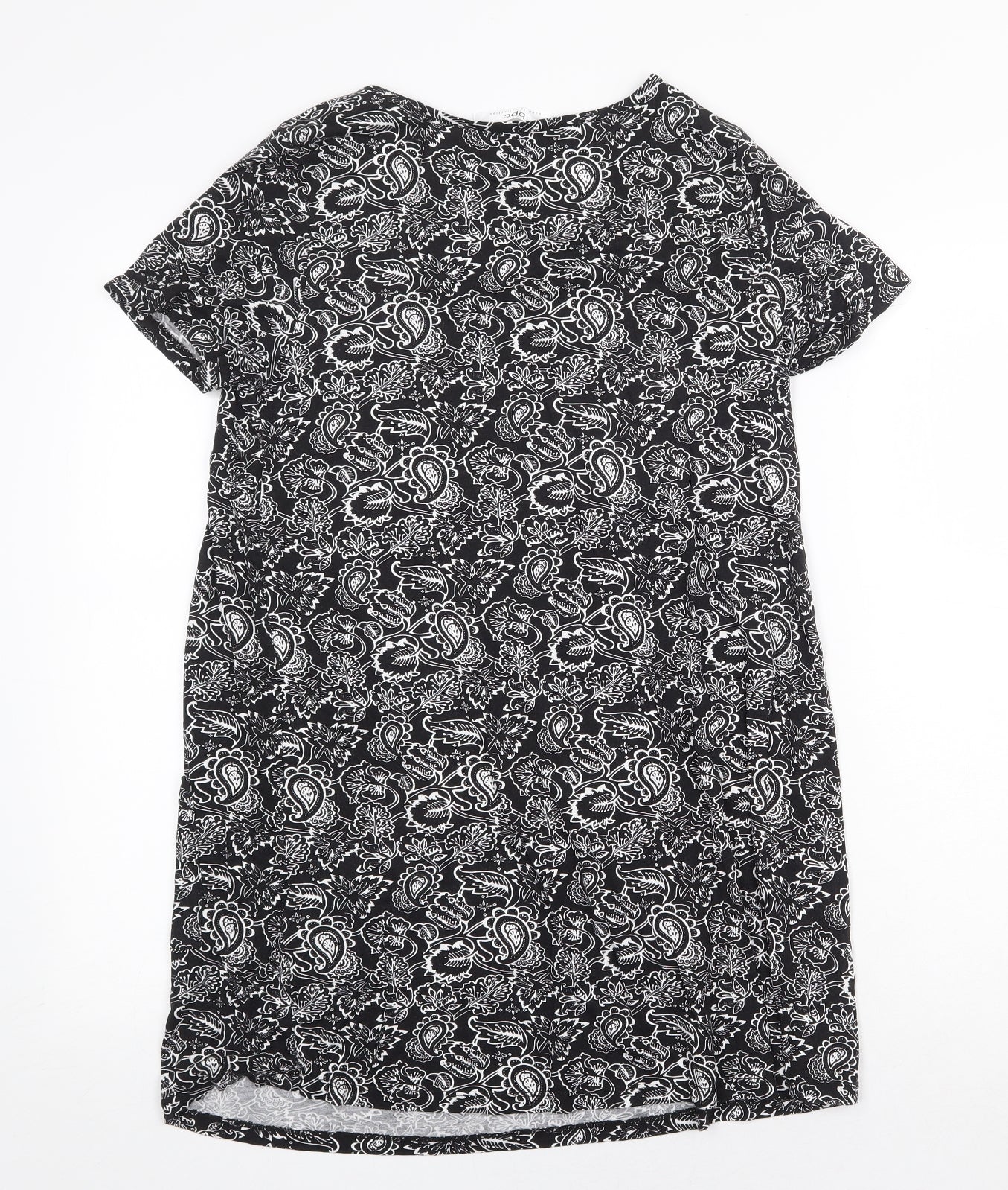 bonprix Womens Black Paisley Viscose Shift Size S Square Neck Pullover