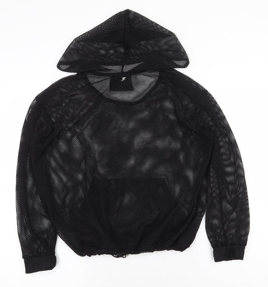 Workout Womens Black Polyester Pullover Hoodie Size 6 Pullover