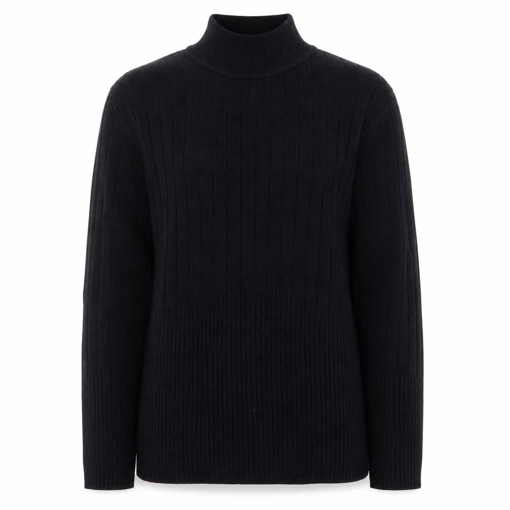 Marks and Spencer Womens Black Mock Neck Herringbone Viscose Pullover Jumper Size 8