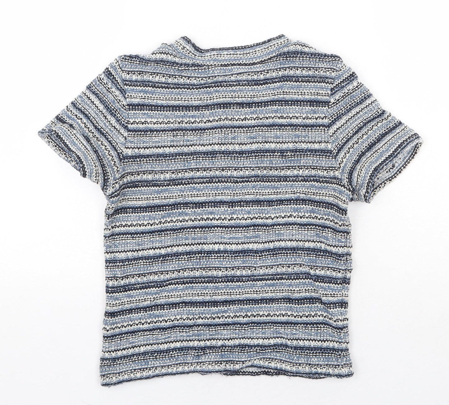 River Island Womens Blue Round Neck Striped Acrylic Pullover Jumper Size 8