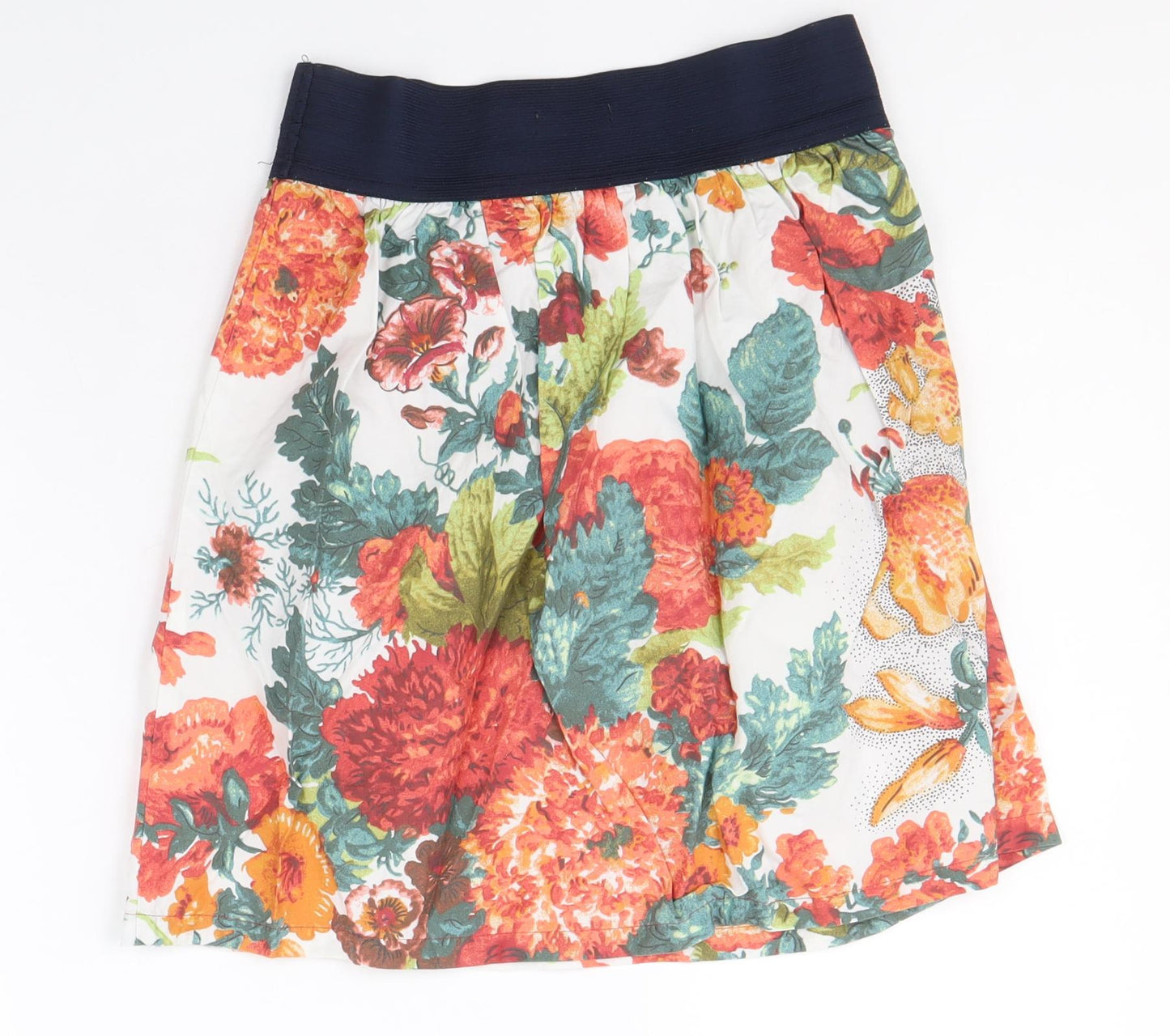 Zara Womens Multicoloured Floral Cotton Straight & Pencil Skirt Size M