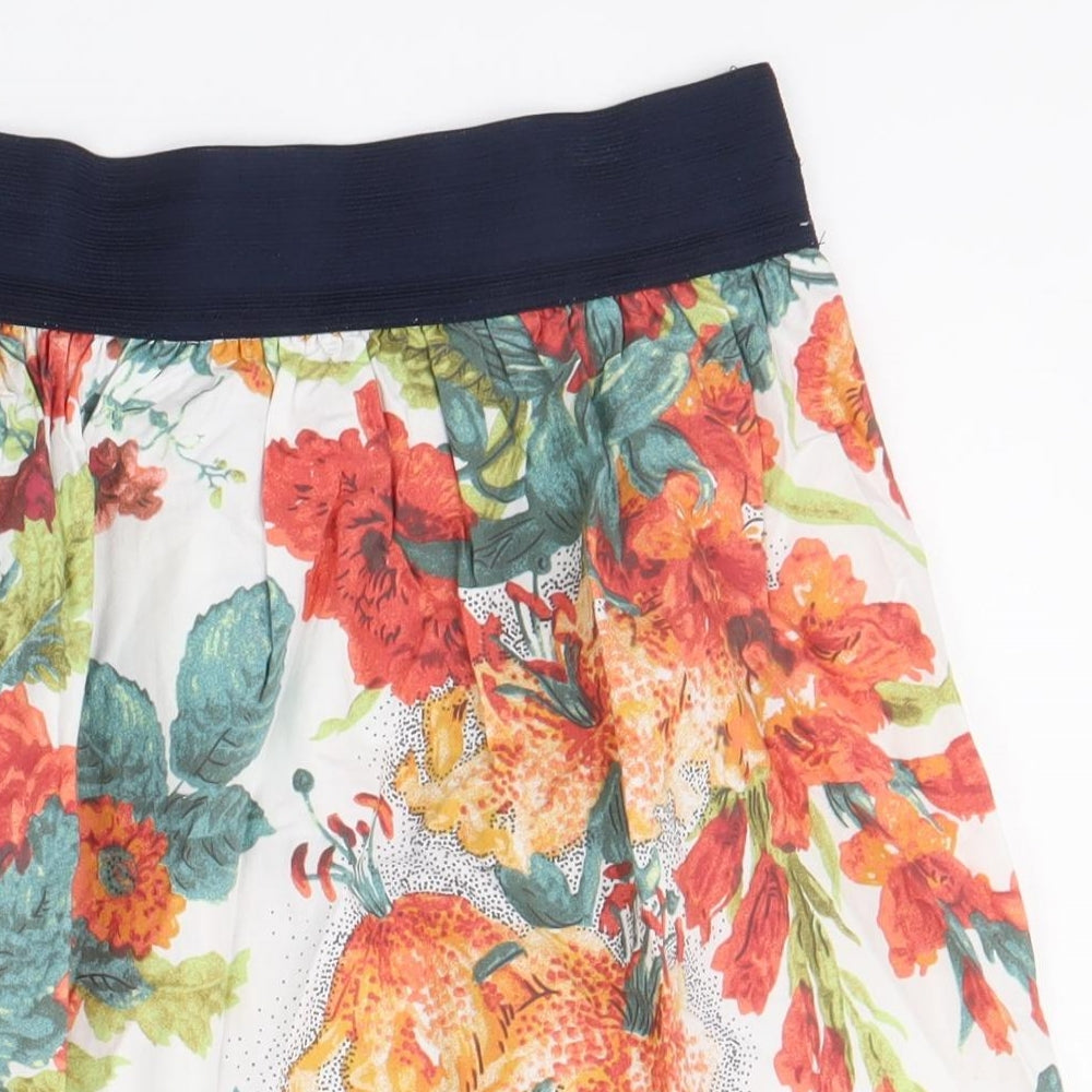 Zara Womens Multicoloured Floral Cotton Straight & Pencil Skirt Size M