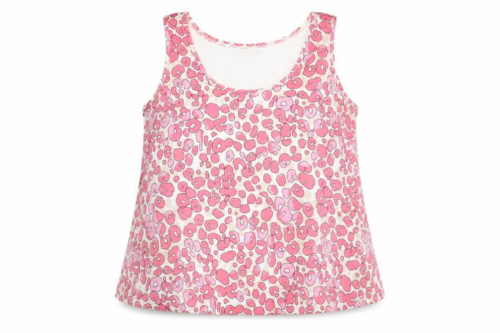 Marks and Spencer Womens Pink Animal Print Polyester Basic Tank Size 8 Round Neck - Leopard Print