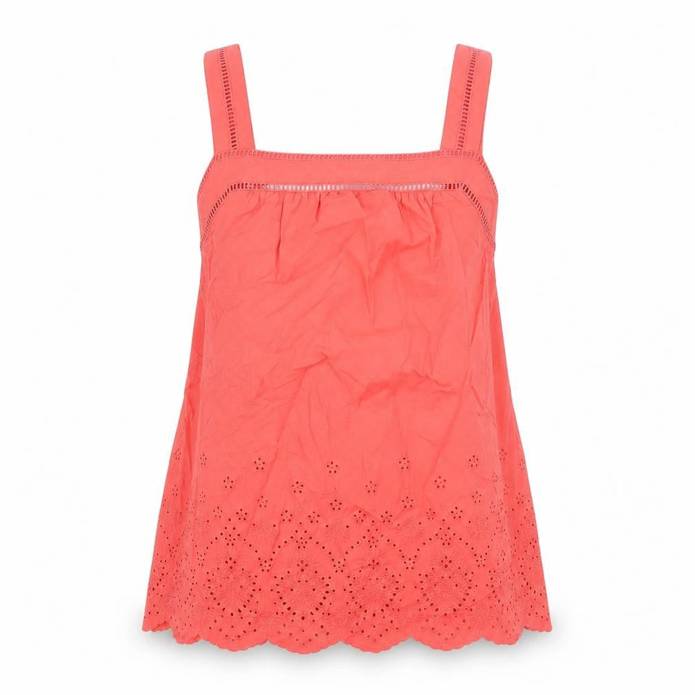 Marks and Spencer Womens Red 100% Cotton Basic Tank Size 6 Square Neck