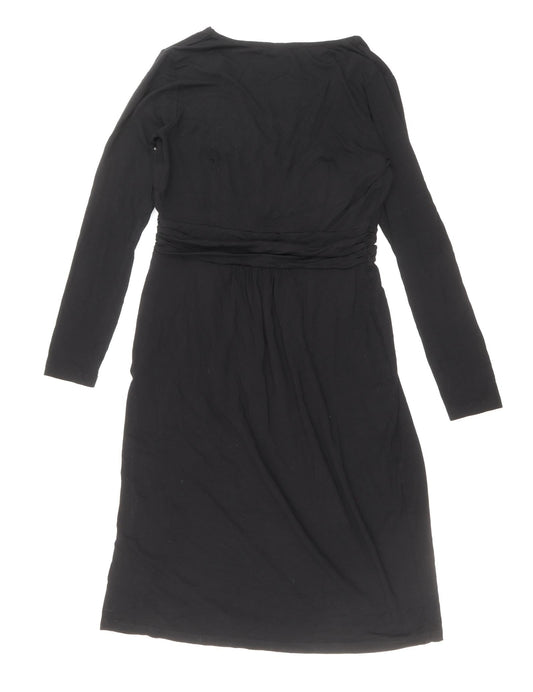 Preworn Womens Black Polyester Sheath Size 10 V-Neck Pullover