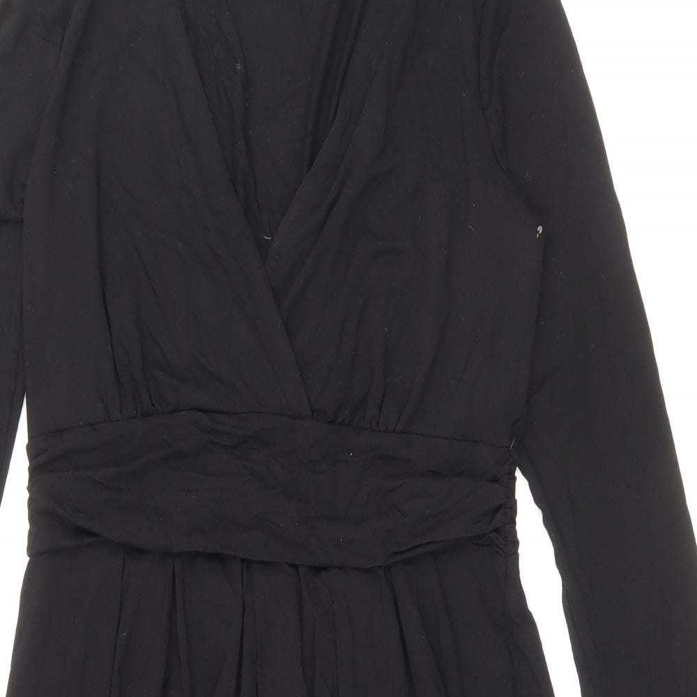 Preworn Womens Black Polyester Sheath Size 10 V-Neck Pullover