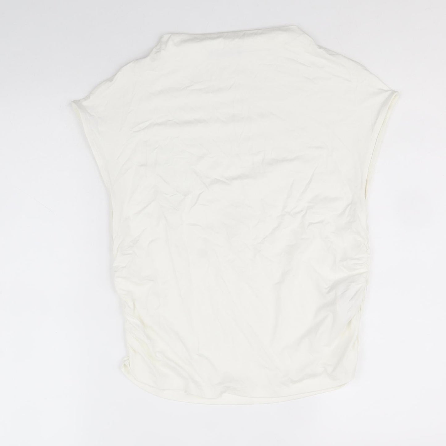 Stradivarius Womens White Viscose Basic Blouse Size XL Mock Neck