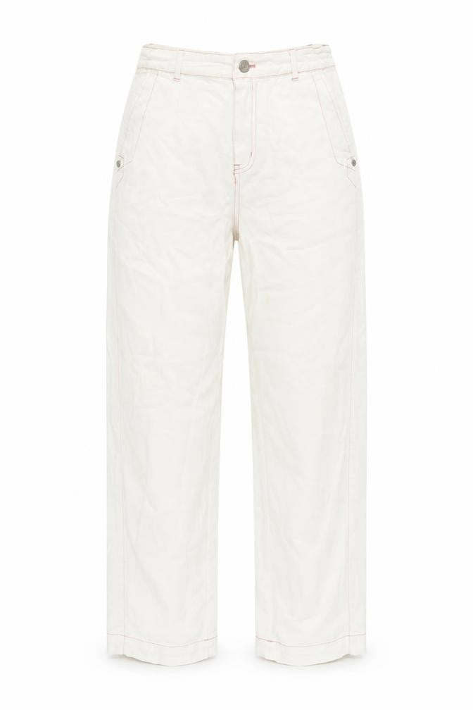 Omont Womens White Cotton Straight Jeans Size S Regular Zip