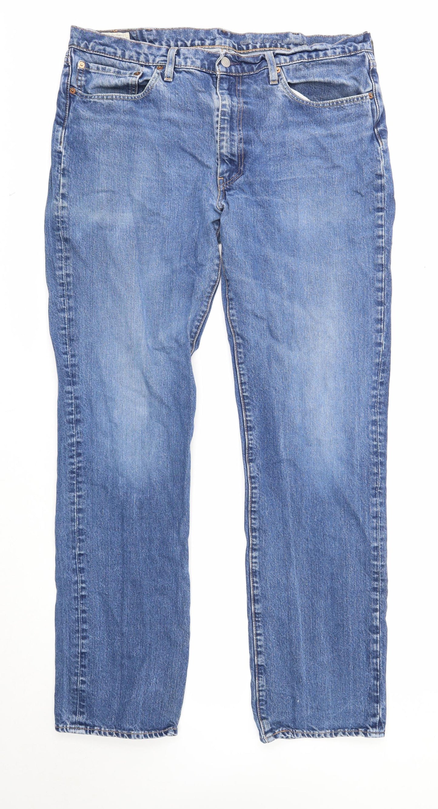 Levi's Mens Blue Cotton Straight Jeans Size 38 in L36 in Regular Zip