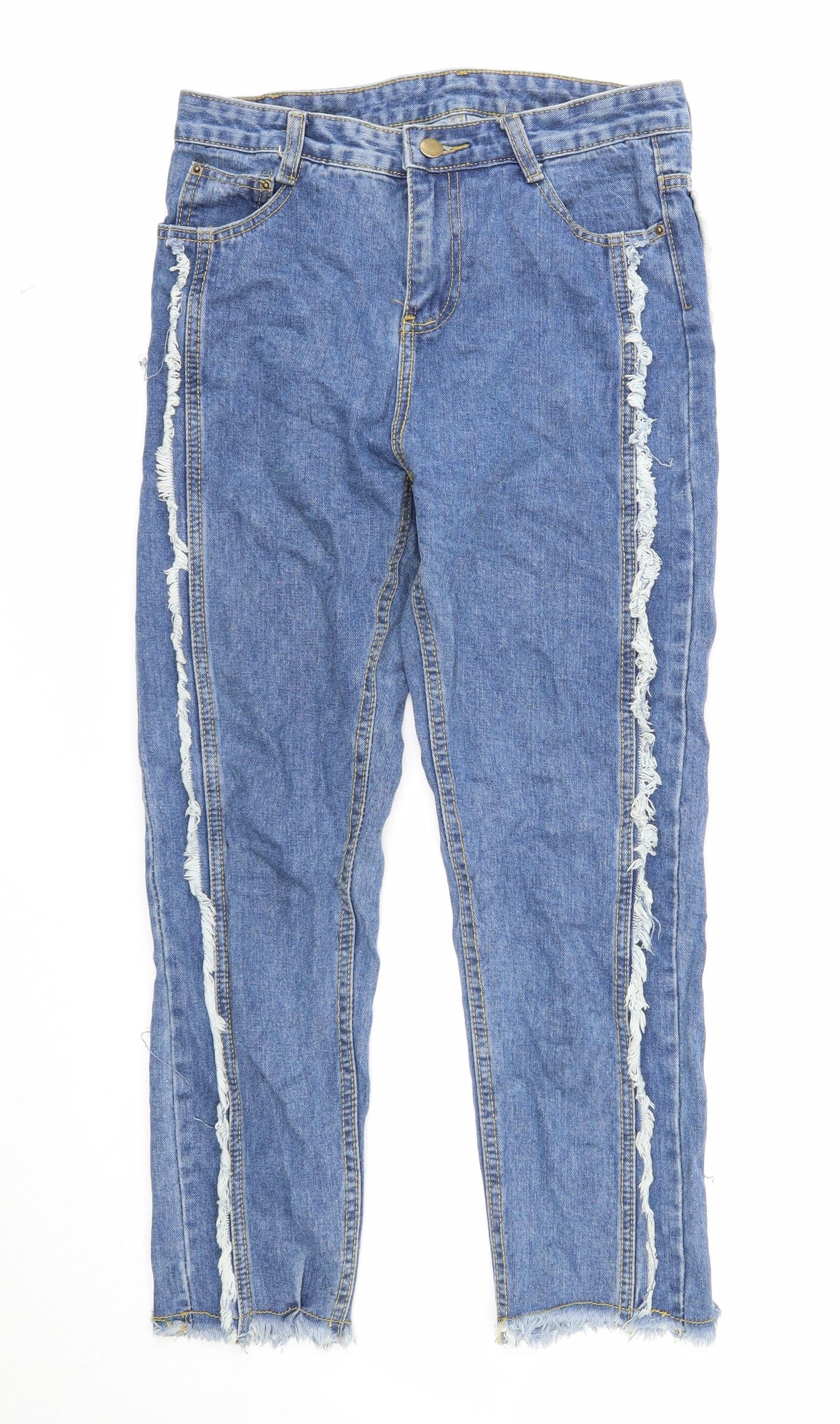 Preworn Womens Blue Cotton Straight Jeans Size S Regular Zip