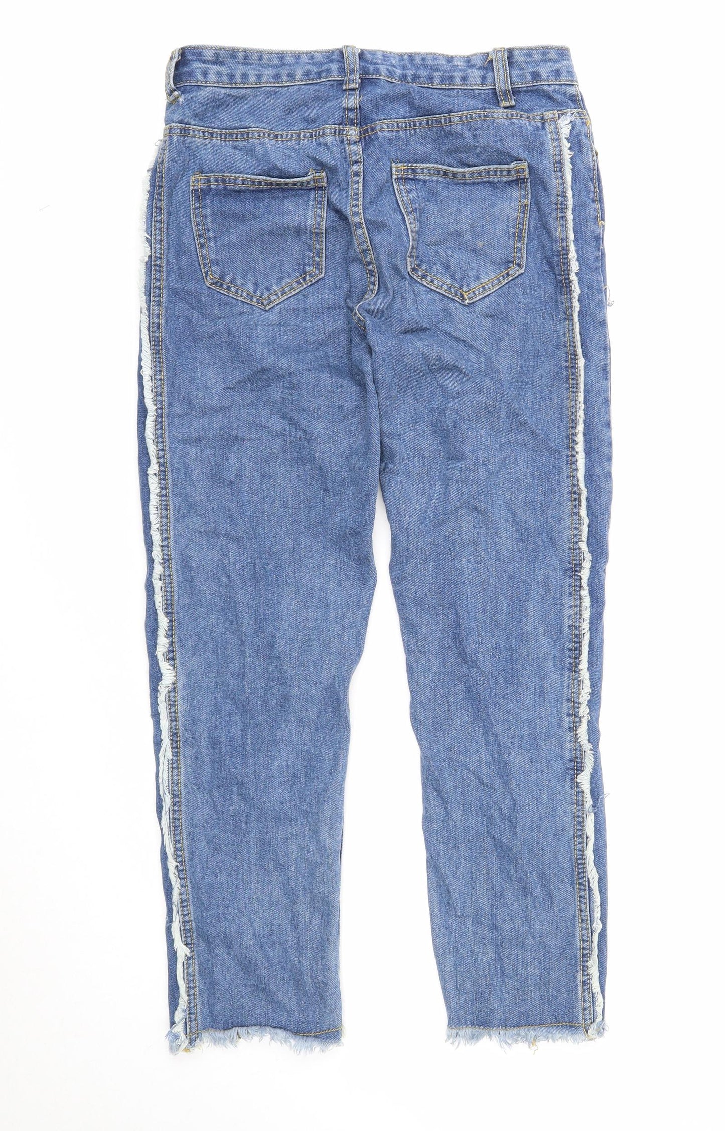 Preworn Womens Blue Cotton Straight Jeans Size S Regular Zip