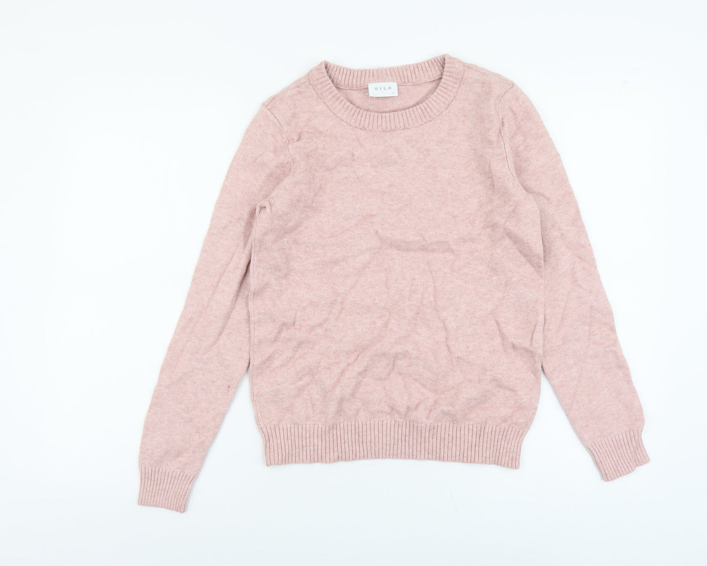 VILA Womens Pink Scoop Neck Viscose Pullover Jumper Size XS