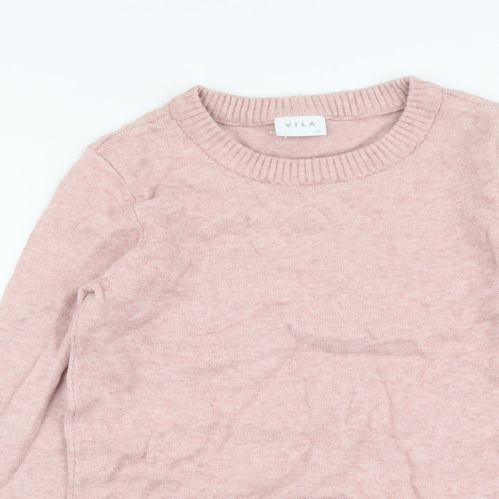 VILA Womens Pink Scoop Neck Viscose Pullover Jumper Size XS
