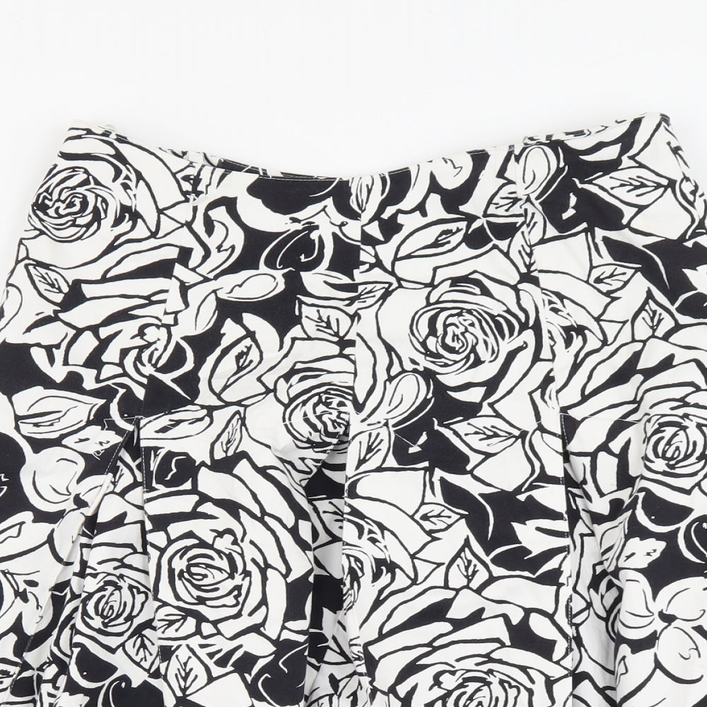 Concept Womens Black Floral Cotton Tulip Skirt Size 14 Zip