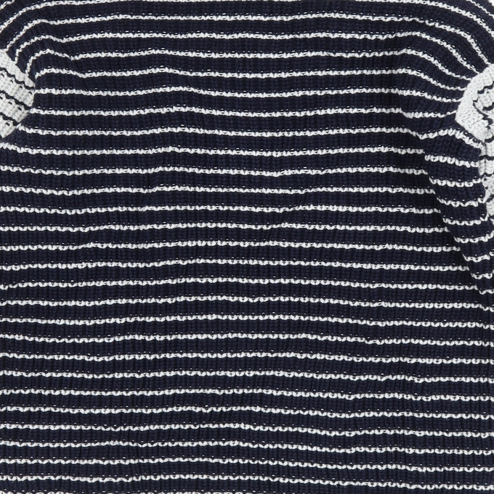 Marks and Spencer Womens Blue Boat Neck Striped Cotton Pullover Jumper Size S