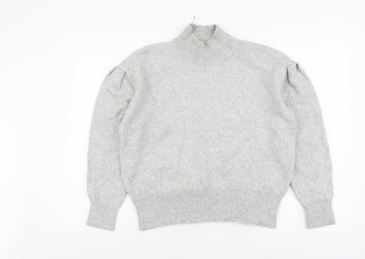 Marks and Spencer Womens Grey Mock Neck Polyester Pullover Jumper Size M