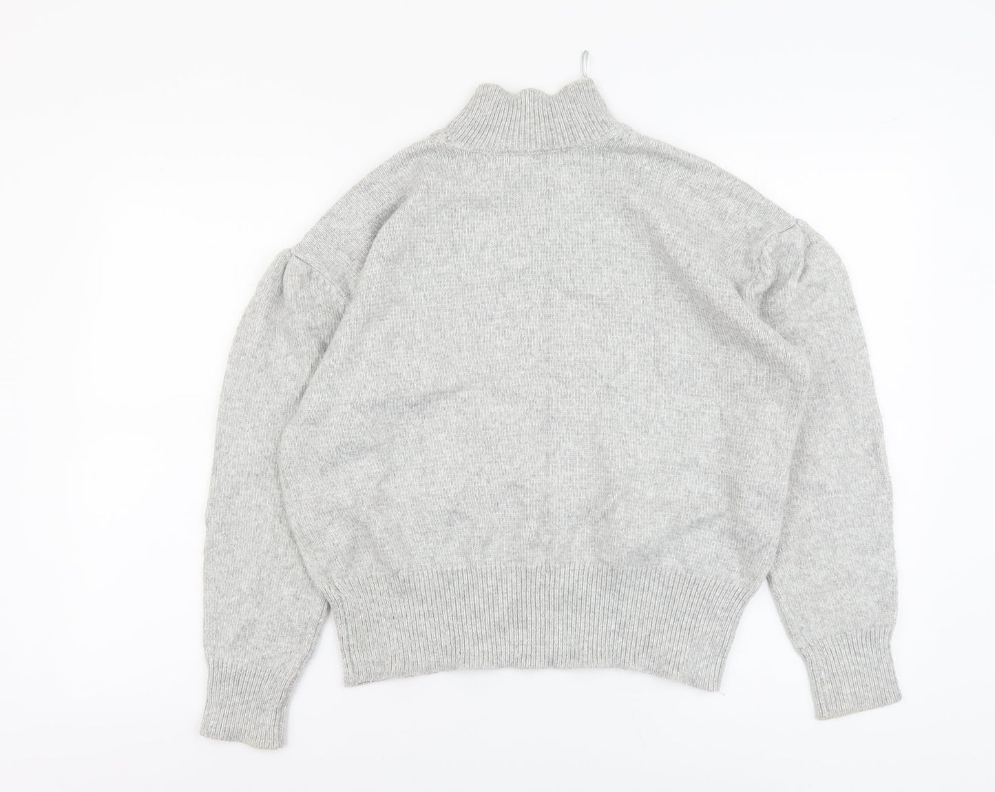 Marks and Spencer Womens Grey Mock Neck Polyester Pullover Jumper Size M