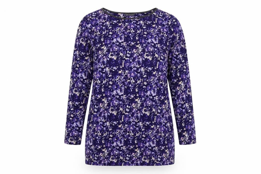 Marks & Spencer Womens Purple Round Neck Geometric Acrylic Pullover Jumper Size 14