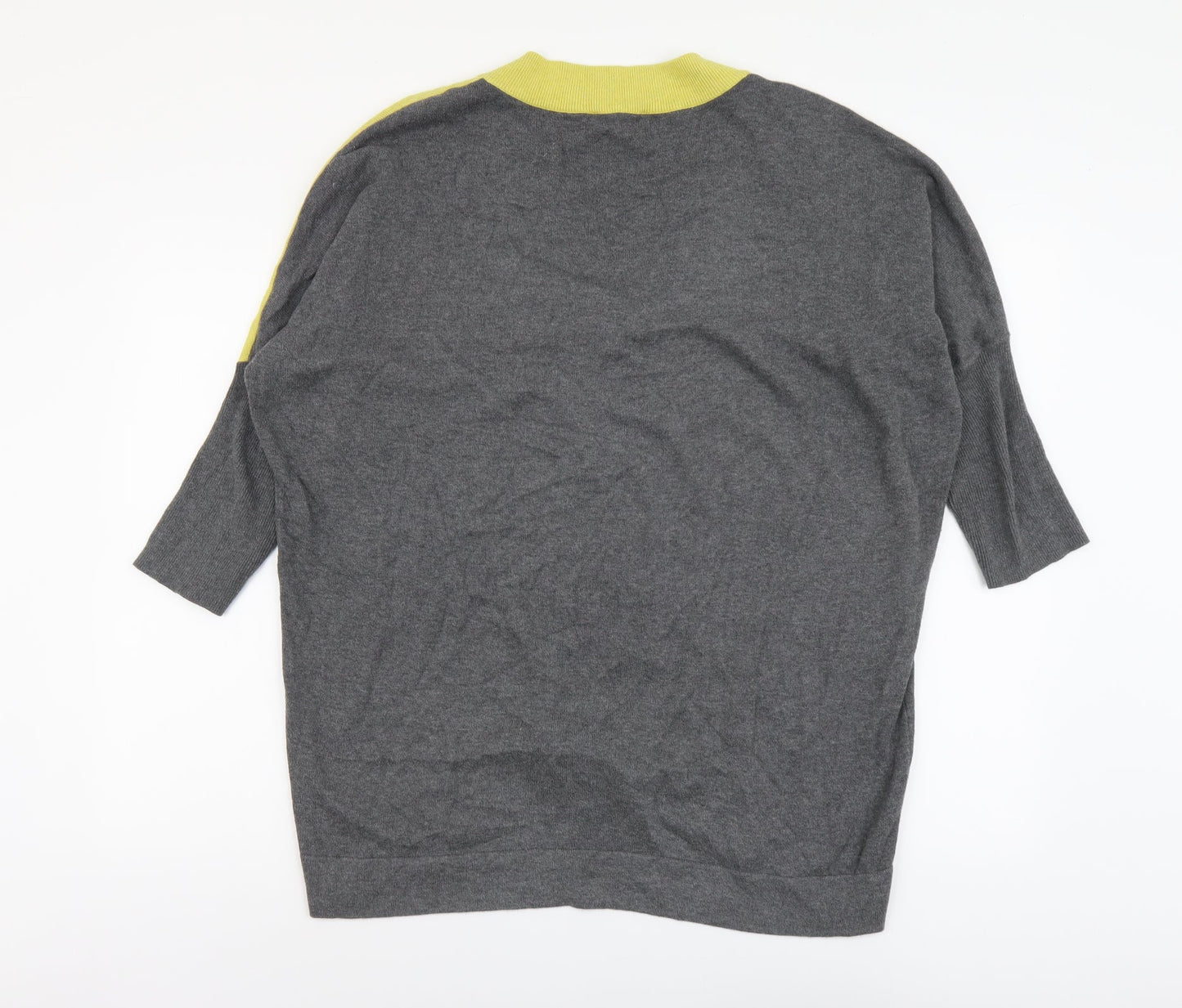 Marble Womens Multicoloured V-Neck Geometric Cotton Pullover Jumper Size 4 - Colourblock Drop Shoulder