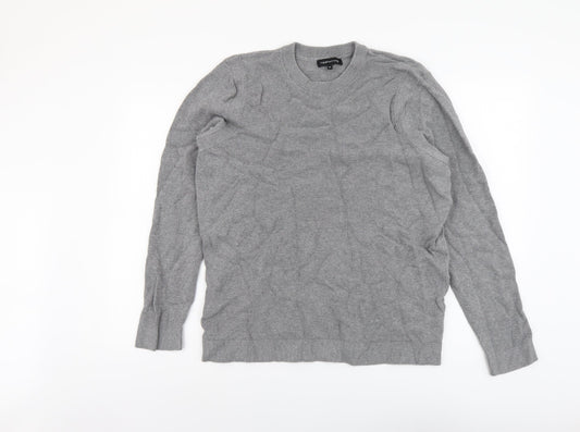 Red Herring Mens Grey Round Neck Cotton Pullover Jumper Size XL Long Sleeve