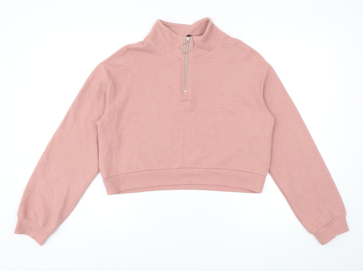 Divided by H&M Womens Pink Cotton Pullover Sweatshirt Size XS Zip