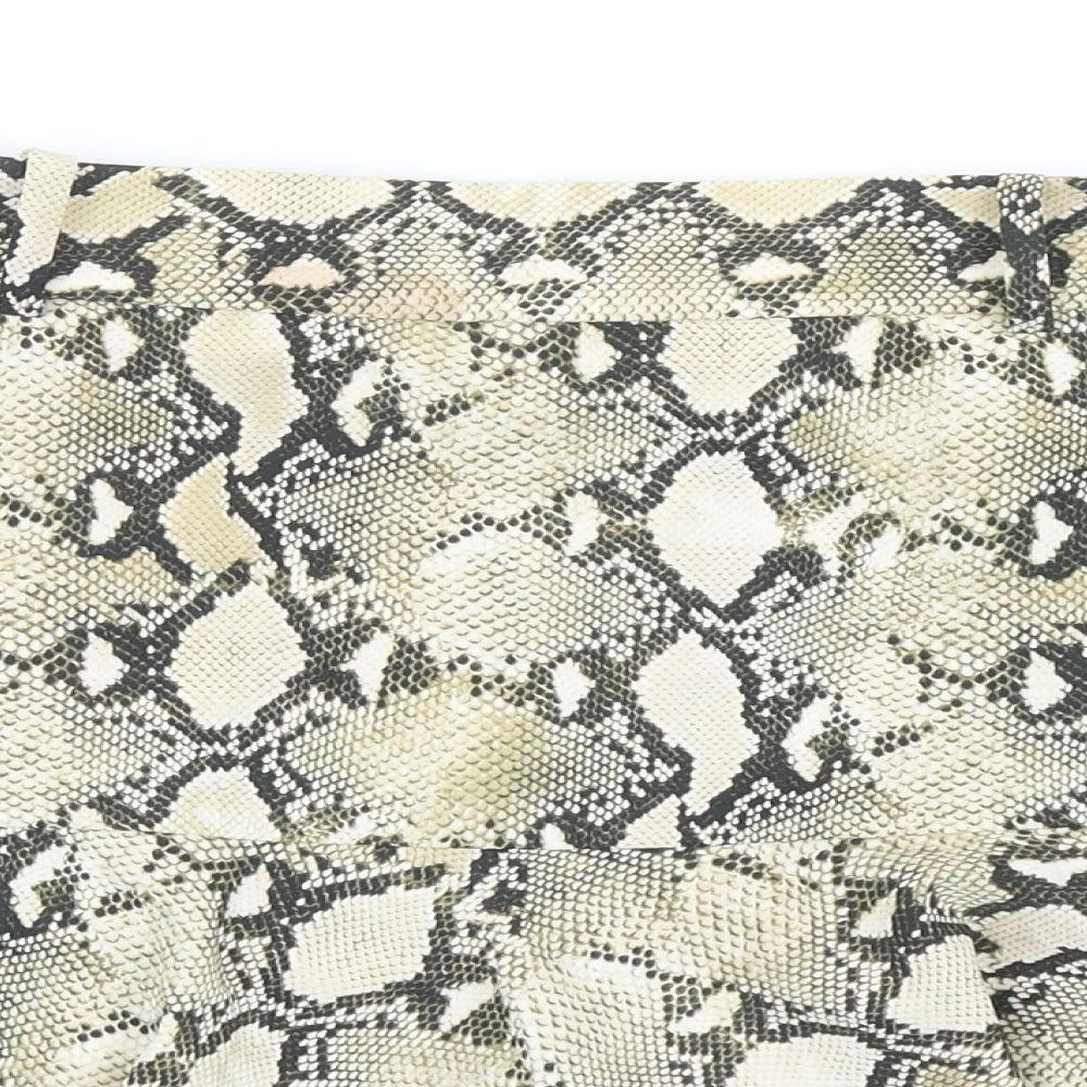 Zara Womens Beige Animal Print Polyester Skort Size M Zip - Snakeskin Pattern