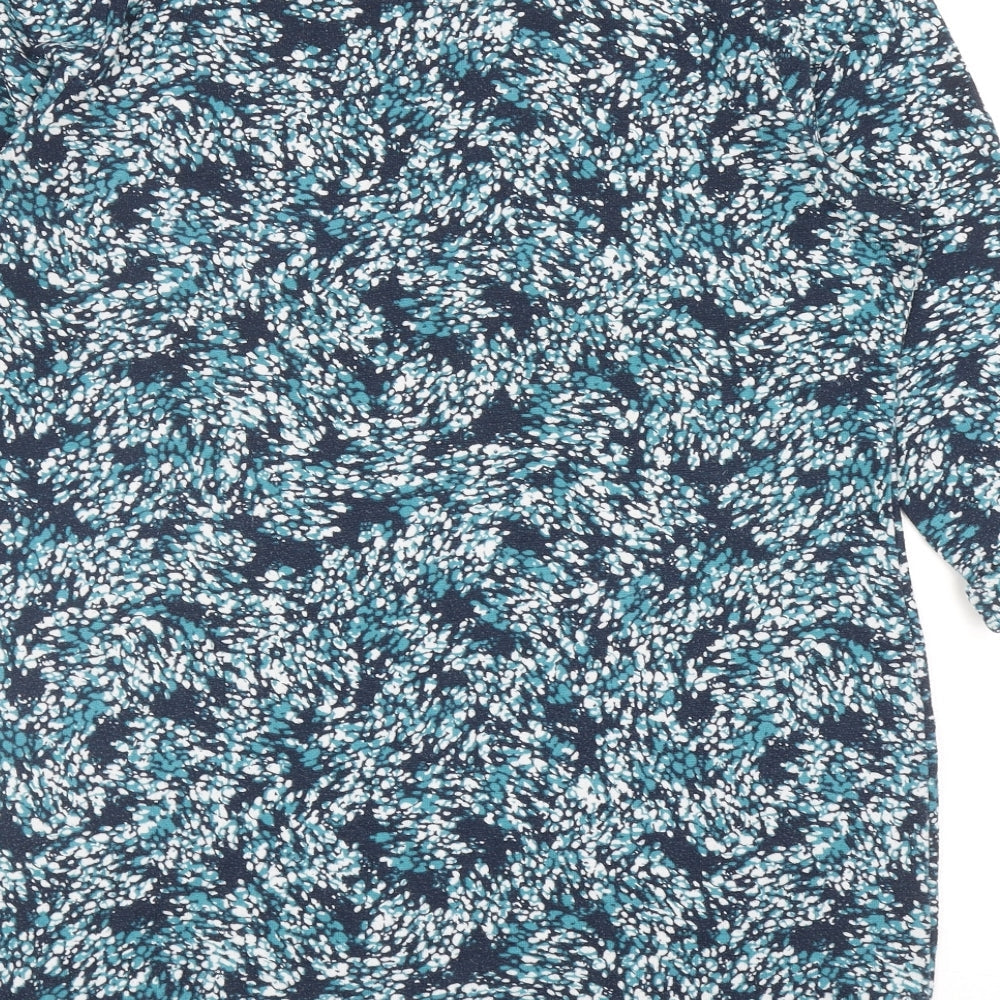 Marks and Spencer Womens Blue Boat Neck Geometric Polyester Pullover Jumper Size 16
