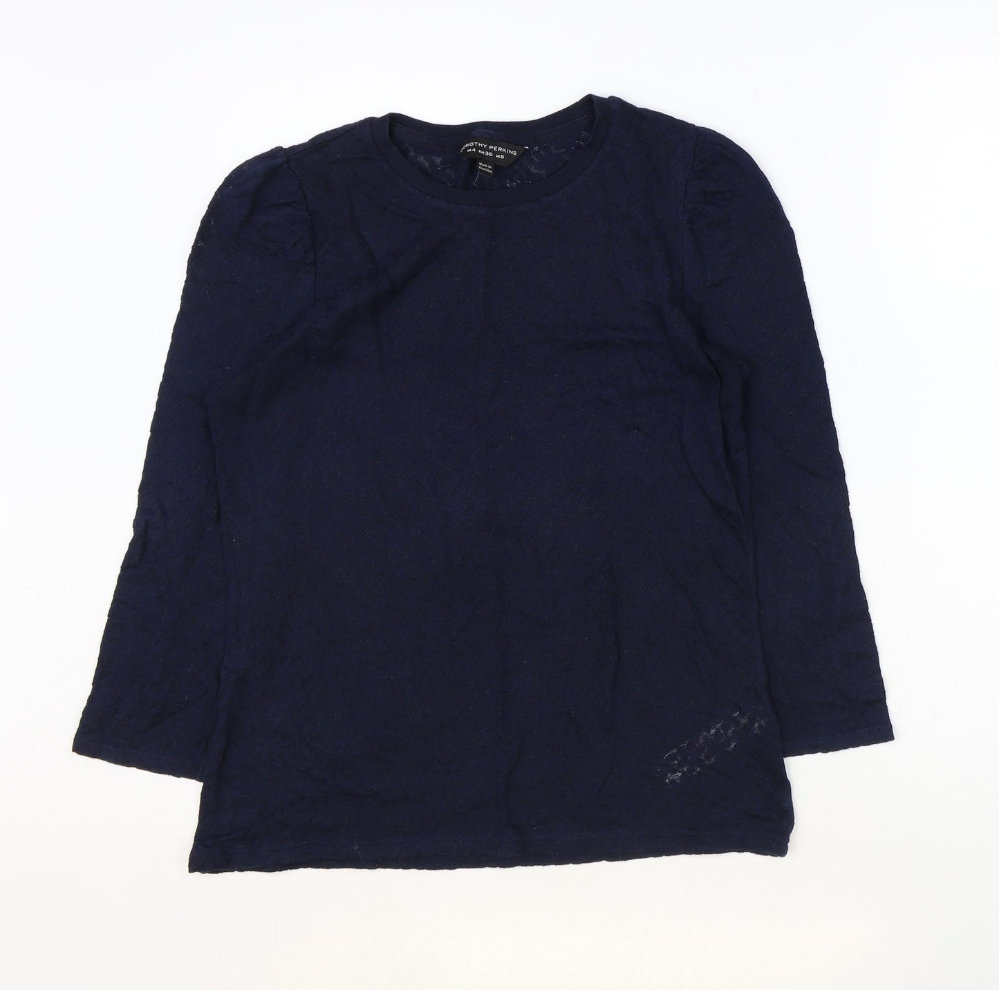 Dorothy Perkins Womens Blue Cotton Basic T-Shirt Size 8 Round Neck