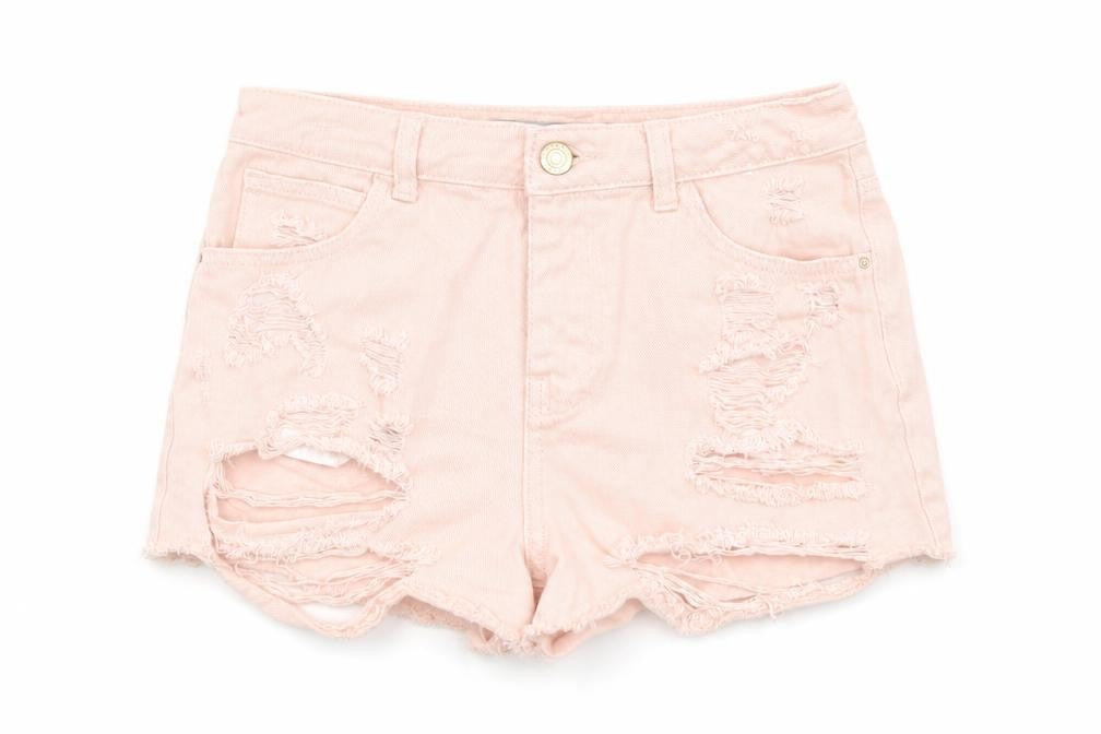 Primark Womens Pink Cotton Cut-Off Shorts Size 6 Regular Zip