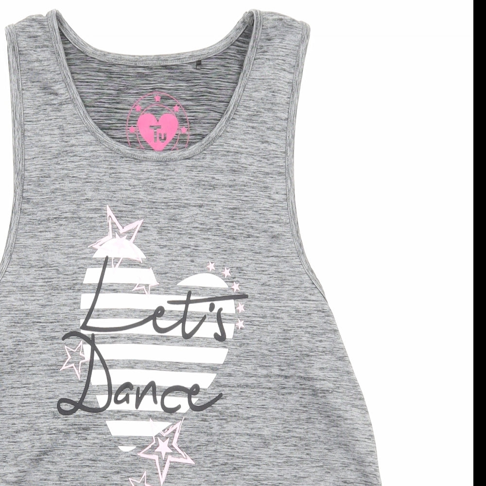 TU Girls Grey Polyamide Basic Tank Size 12 Years Scoop Neck Pullover - Let's Dance