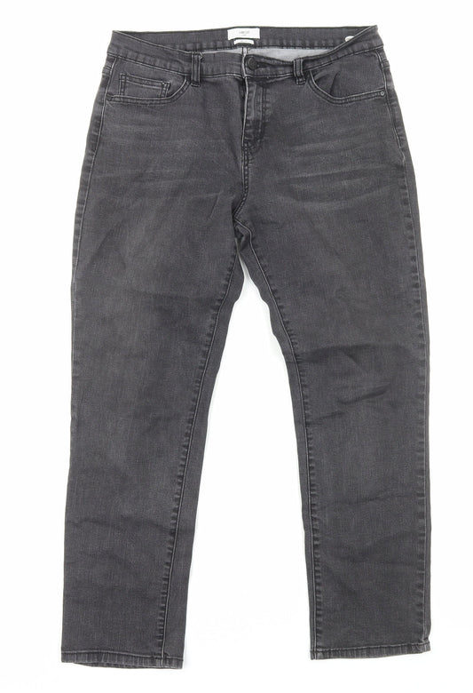 Lab Dip Womens Black Cotton Straight Jeans Size 12 Regular Zip