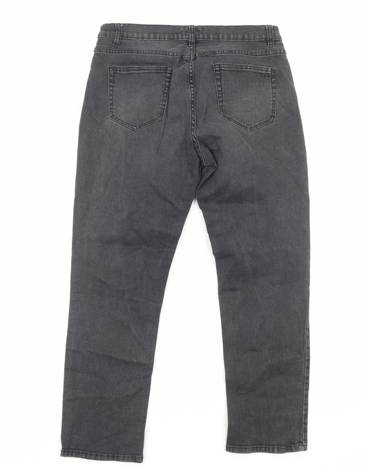 Lab Dip Womens Black Cotton Straight Jeans Size 12 Regular Zip