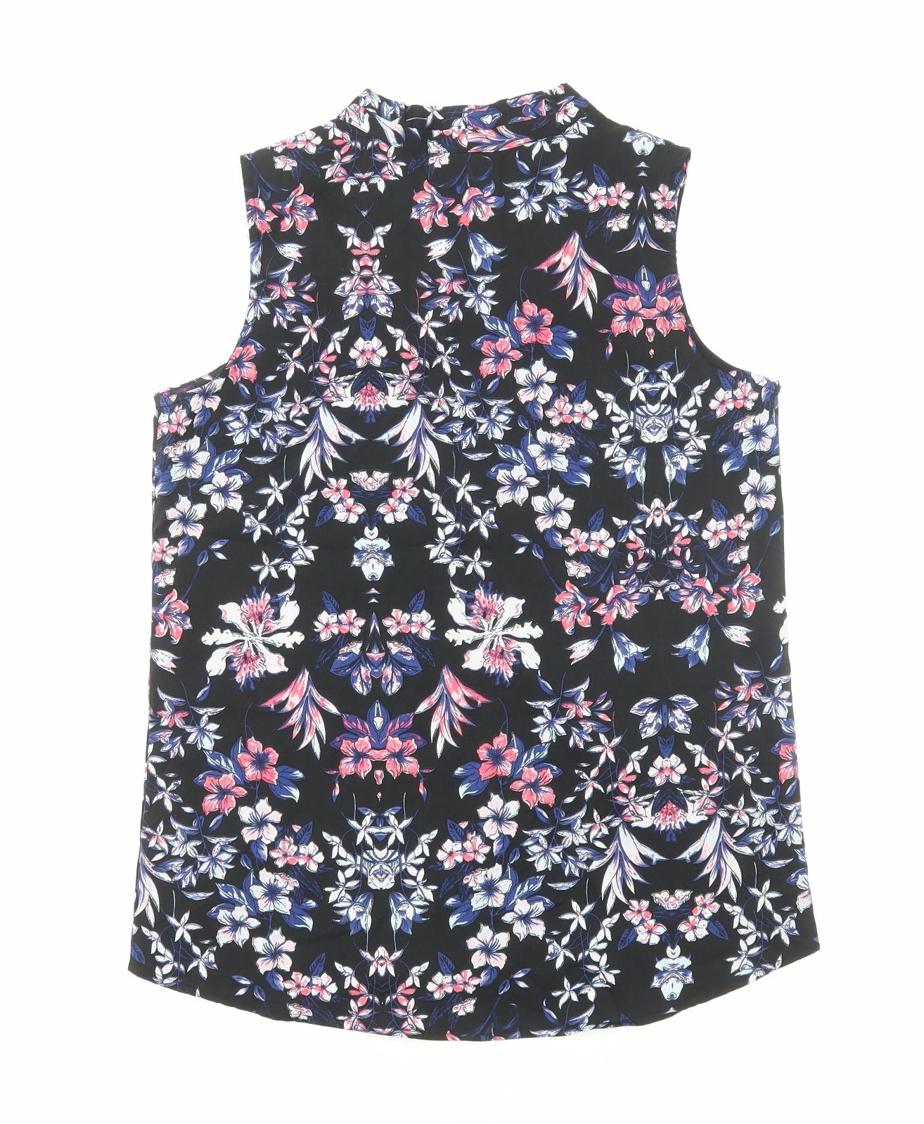 Kushi Womens Black Floral Polyester Basic Blouse Size 10 V-Neck