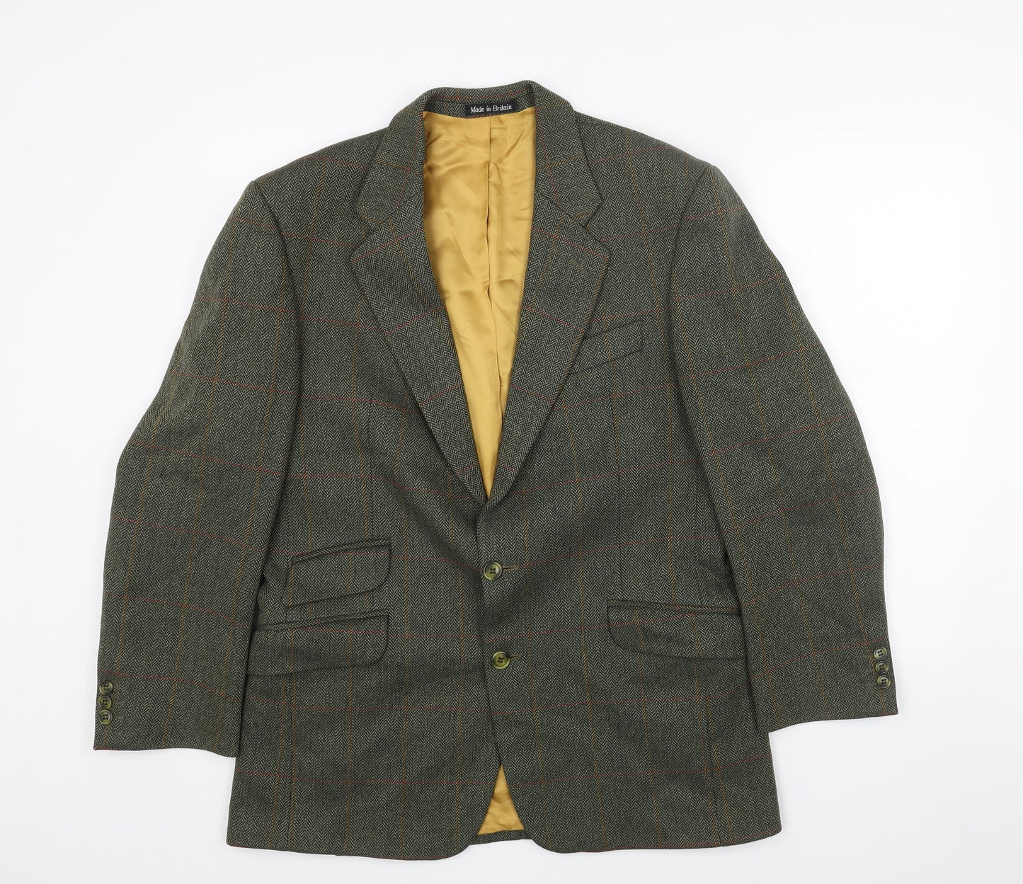 Saxony Mens Green Wool Jacket Blazer Size 40 Regular