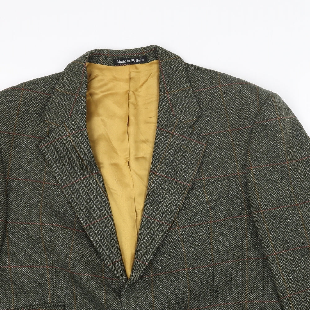 Saxony Mens Green Wool Jacket Blazer Size 40 Regular