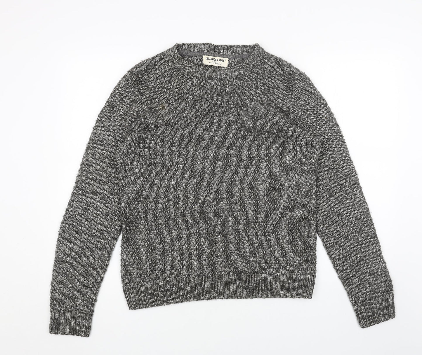 Cedar Wood State Womens Grey Round Neck Acrylic Pullover Jumper Size S