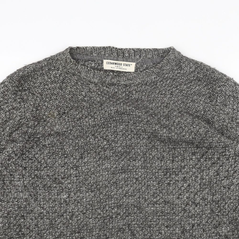 Cedar Wood State Womens Grey Round Neck Acrylic Pullover Jumper Size S