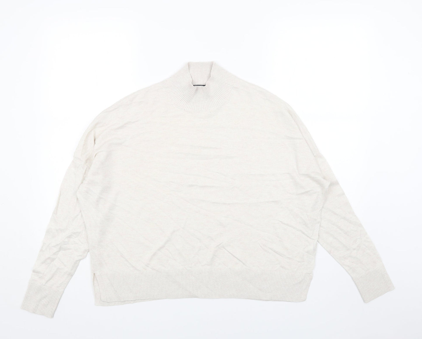 French Connection Womens Beige Mock Neck Acrylic Pullover Jumper Size XS
