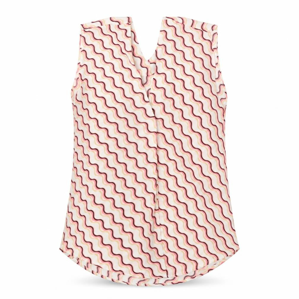 Marks and Spencer Womens White Geometric Polyester Basic Tank Size 6 V-Neck