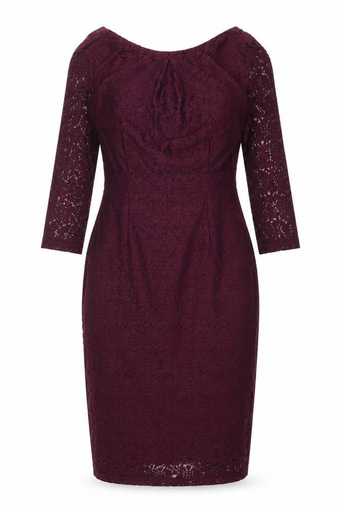Dorothy Perkins Womens Purple Geometric Polyester Pencil Dress Size 10 Scoop Neck Zip