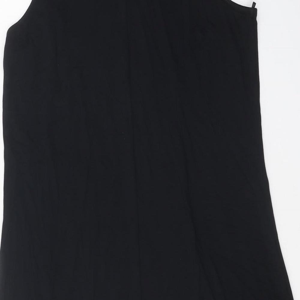 Marks and Spencer Womens Black Viscose Tank Dress Size 8 Boat Neck Pullover
