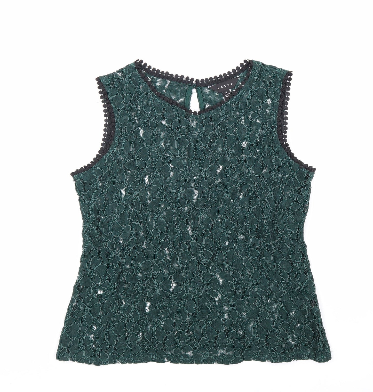 ADIVA Womens Green Floral Cotton Basic Tank Size S Round Neck