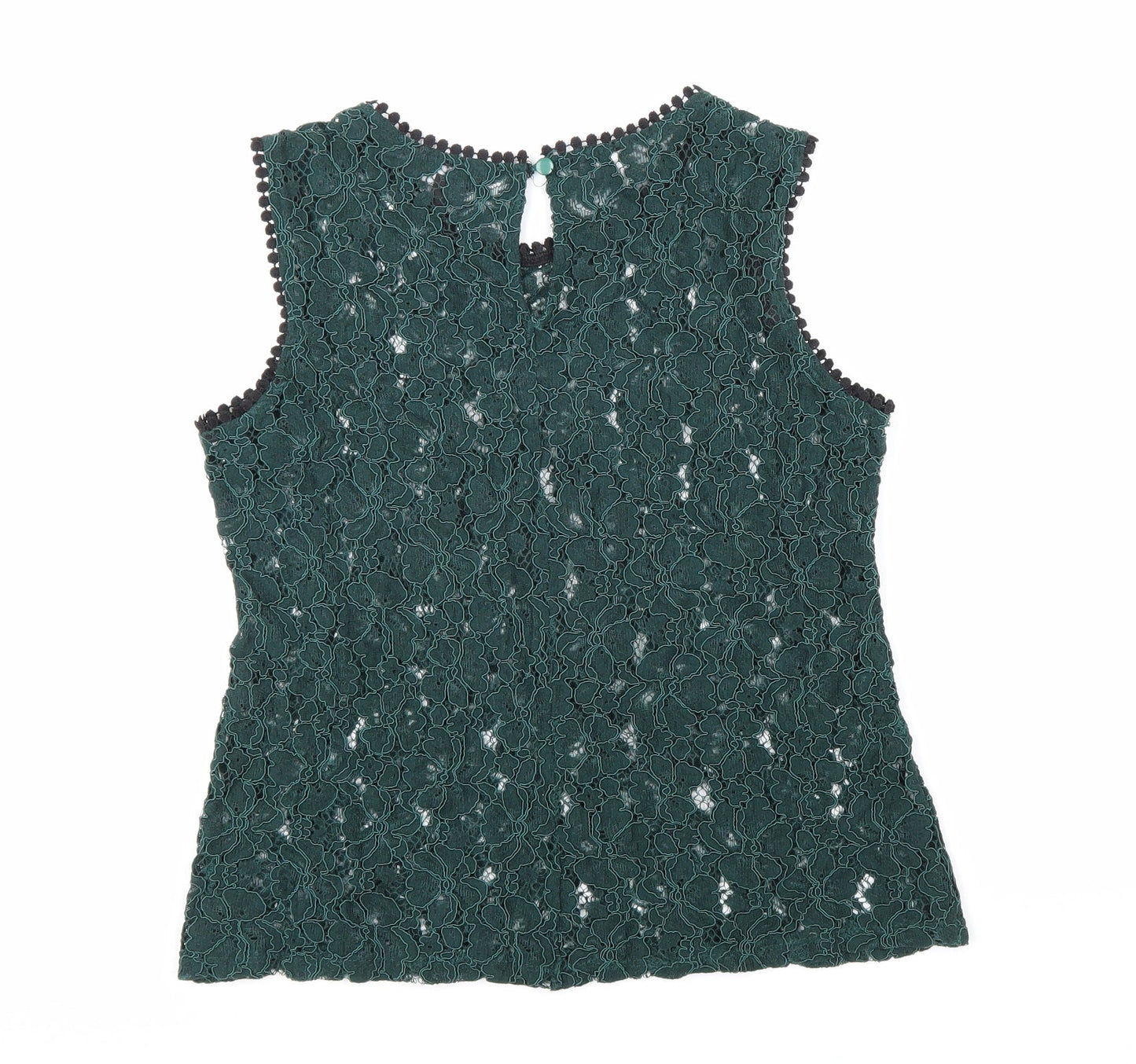 ADIVA Womens Green Floral Cotton Basic Tank Size S Round Neck