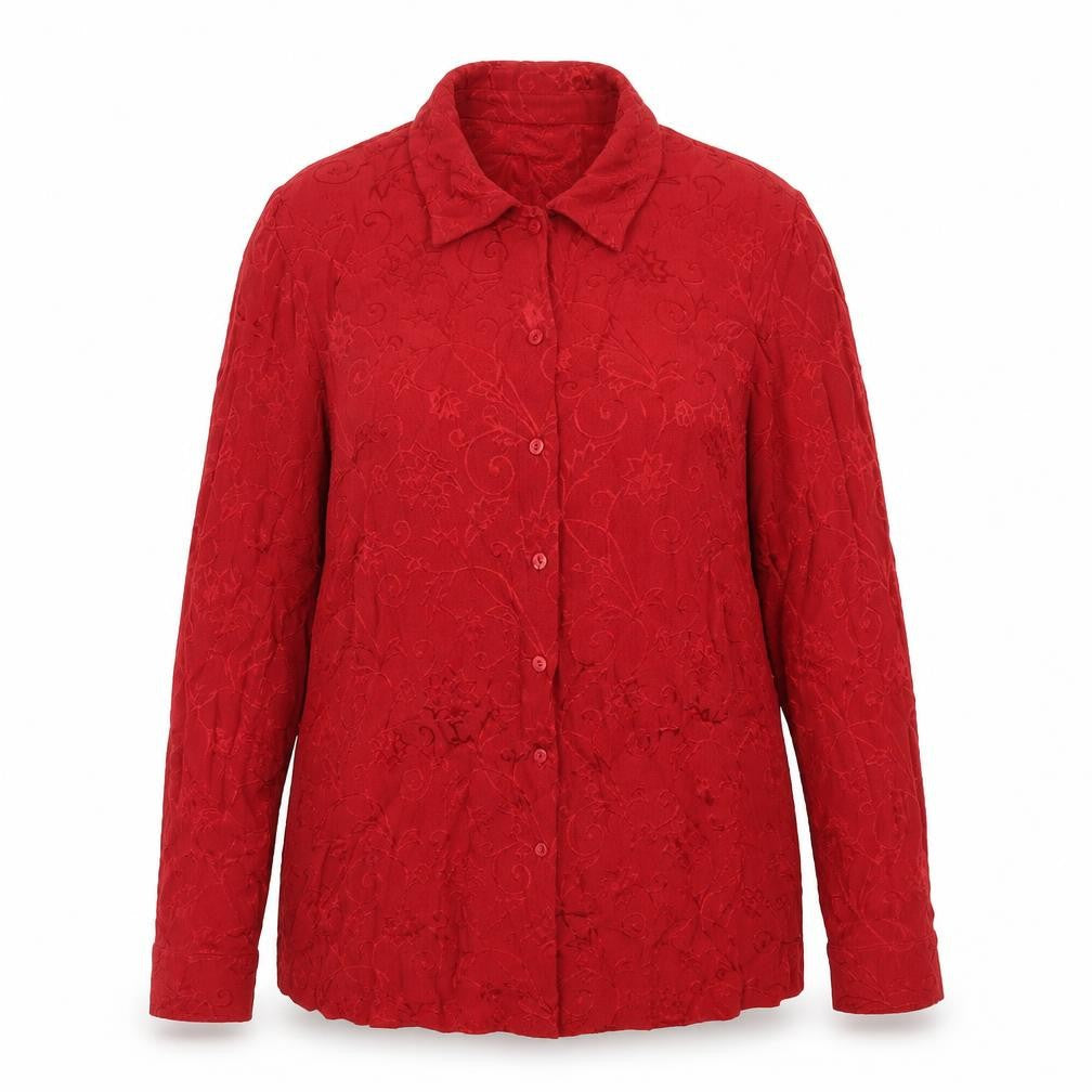 Wallis Womens Red Floral Viscose Basic Button-Up Size 14 Collared