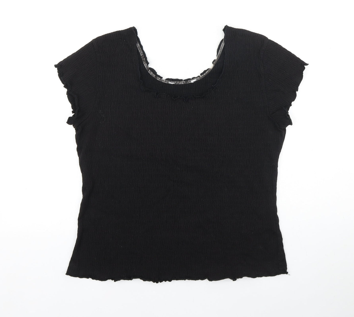 Mackays Womens Black Cotton Basic T-Shirt Size L Round Neck